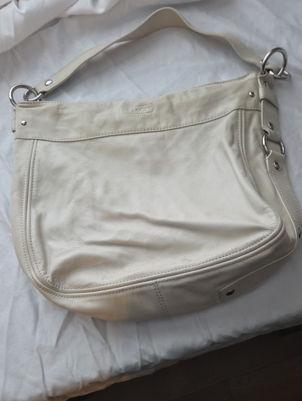 Coach Cream Leather Hobo Shoulder Bag